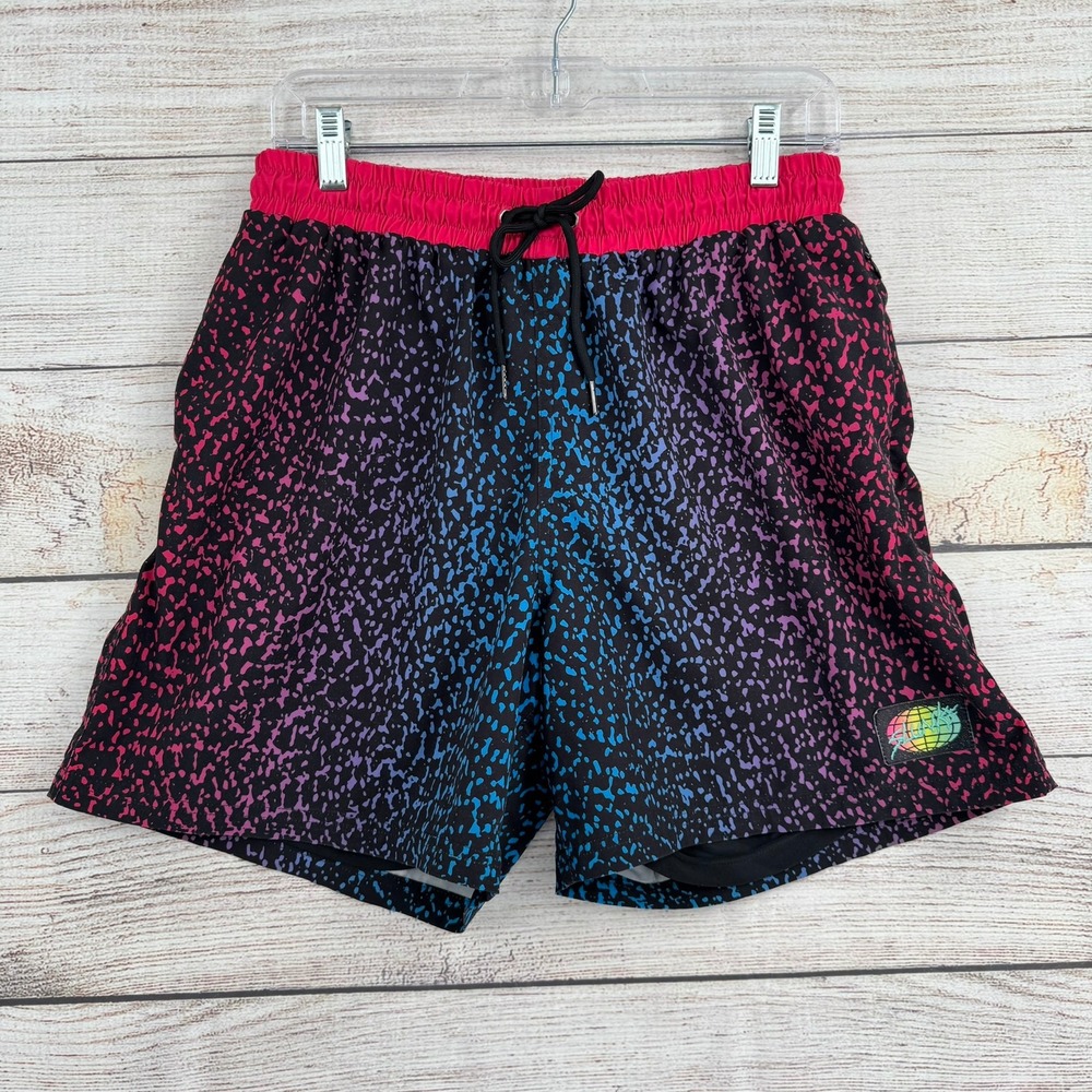Slunks Athletic Shorts Mens 29 Multicolor Splatter Discos‎ Retro Activewear
